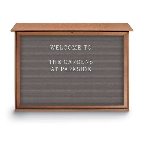 Indoor Enclosed Combo Board, 42"x32", Satin Frame/Burgundy & Amethyst